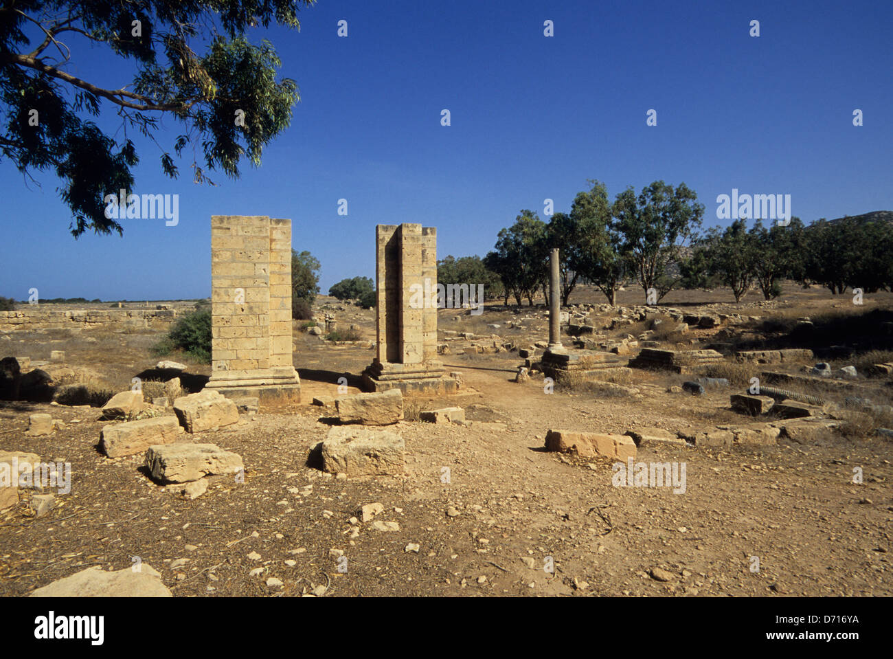 Libyen, in der Nähe von Benghazi, Ptolemais (Tolmeita), bleibt der Bogen von Constantine Stockfoto