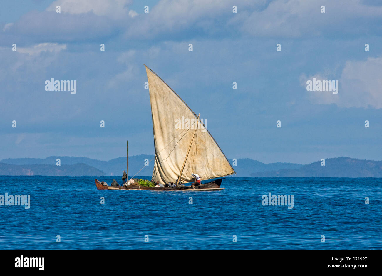 Segelboot Angeln im Meer, Nosy Be, Madagaskar Stockfoto