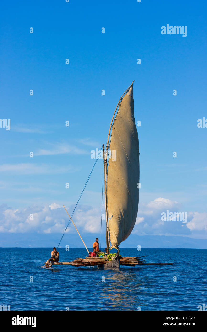Segelboot Angeln im Meer, Nosy Be, Madagaskar Stockfoto