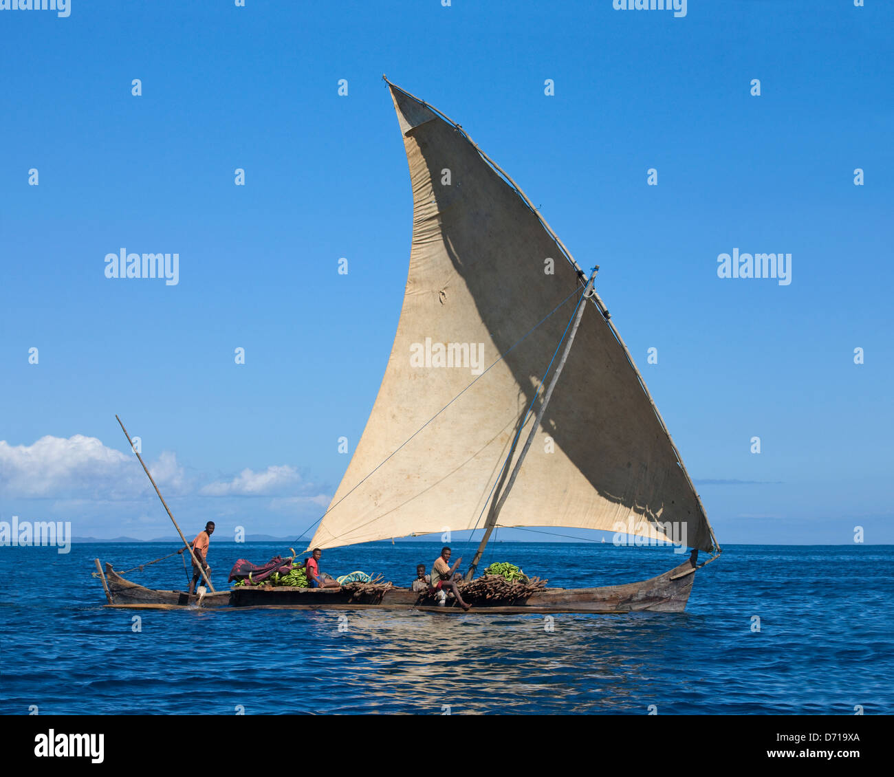 Segelboot Angeln im Meer, Nosy Be, Madagaskar Stockfoto