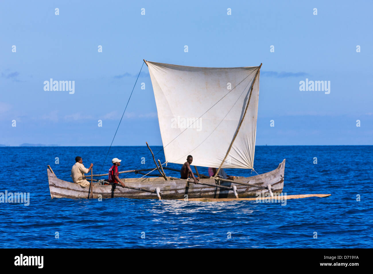 Segelboot Angeln im Meer, Nosy Be, Madagaskar Stockfoto