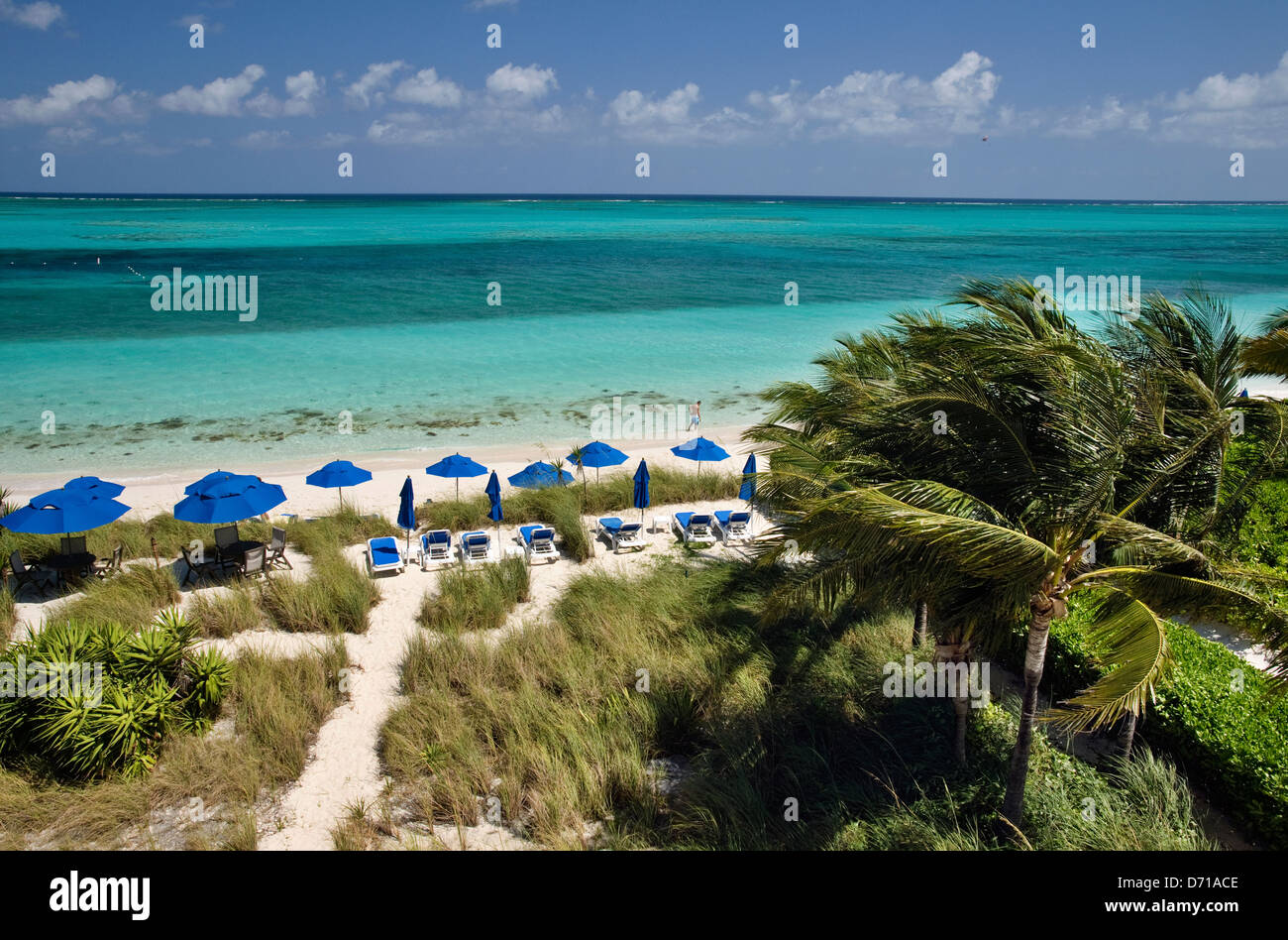 Blick auf Strand Grace Bay in Providenciales, Turks- & Caicos Stockfoto