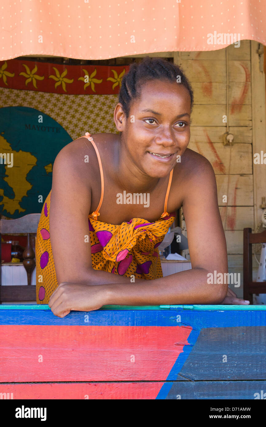 Porträt von einem Mädchen, Nosy Be, Madagaskar Stockfoto