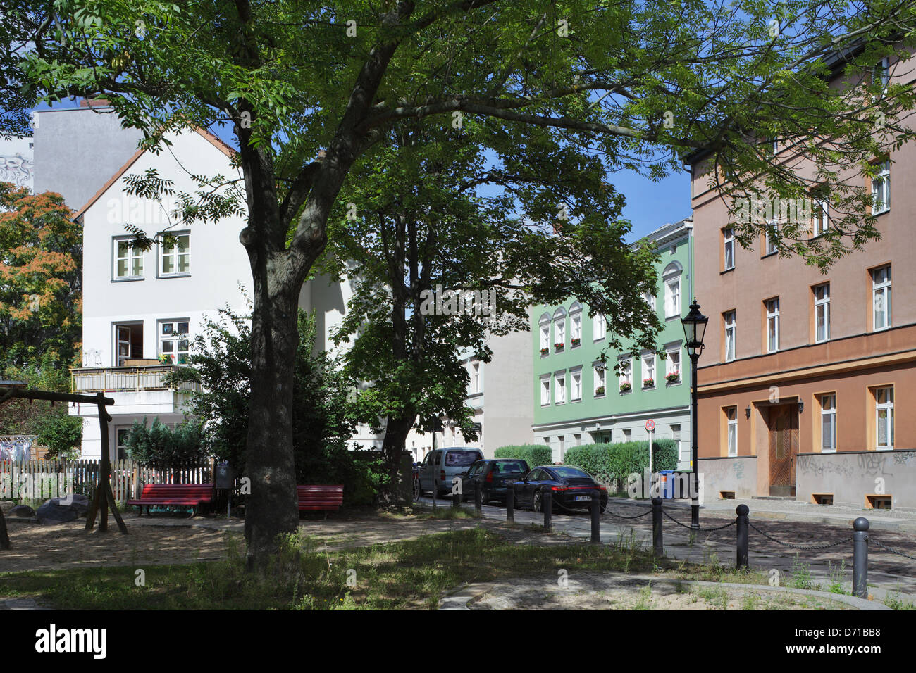 Berlin, Deutschland, Mietshäuser in der ältesten Siedlungsgebiet Kolk in Berlin-Spandau Stockfoto