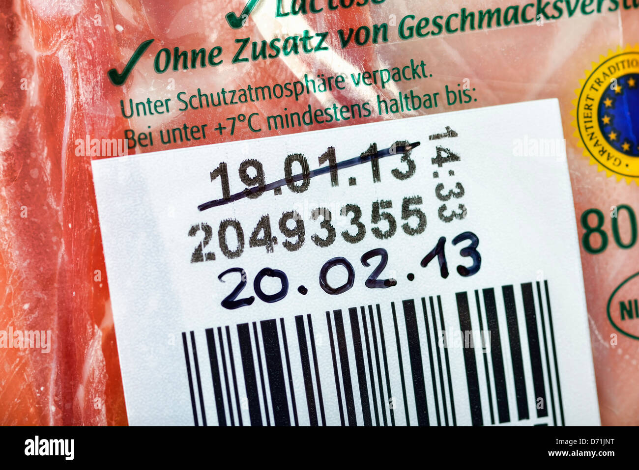 Verlängerte Haltbarkeit Datum, Gammelfleisch-Skandal Stockfoto