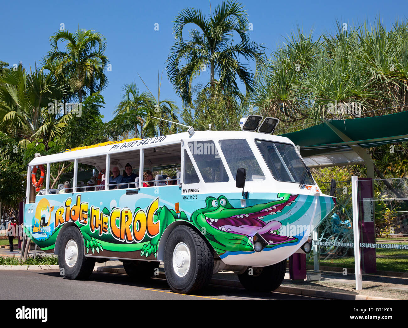 Australien, Northern Territory, Darwin, amphibische Tour Fahrzeug, beliebt bei Touristen für Land und Meer-safaris Stockfoto