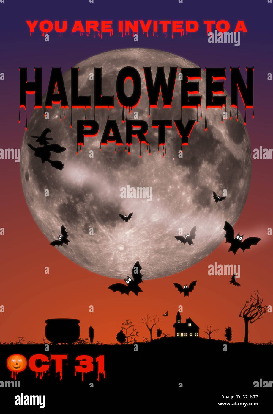 Beispiel für eine Halloween-Einladung Stockfoto