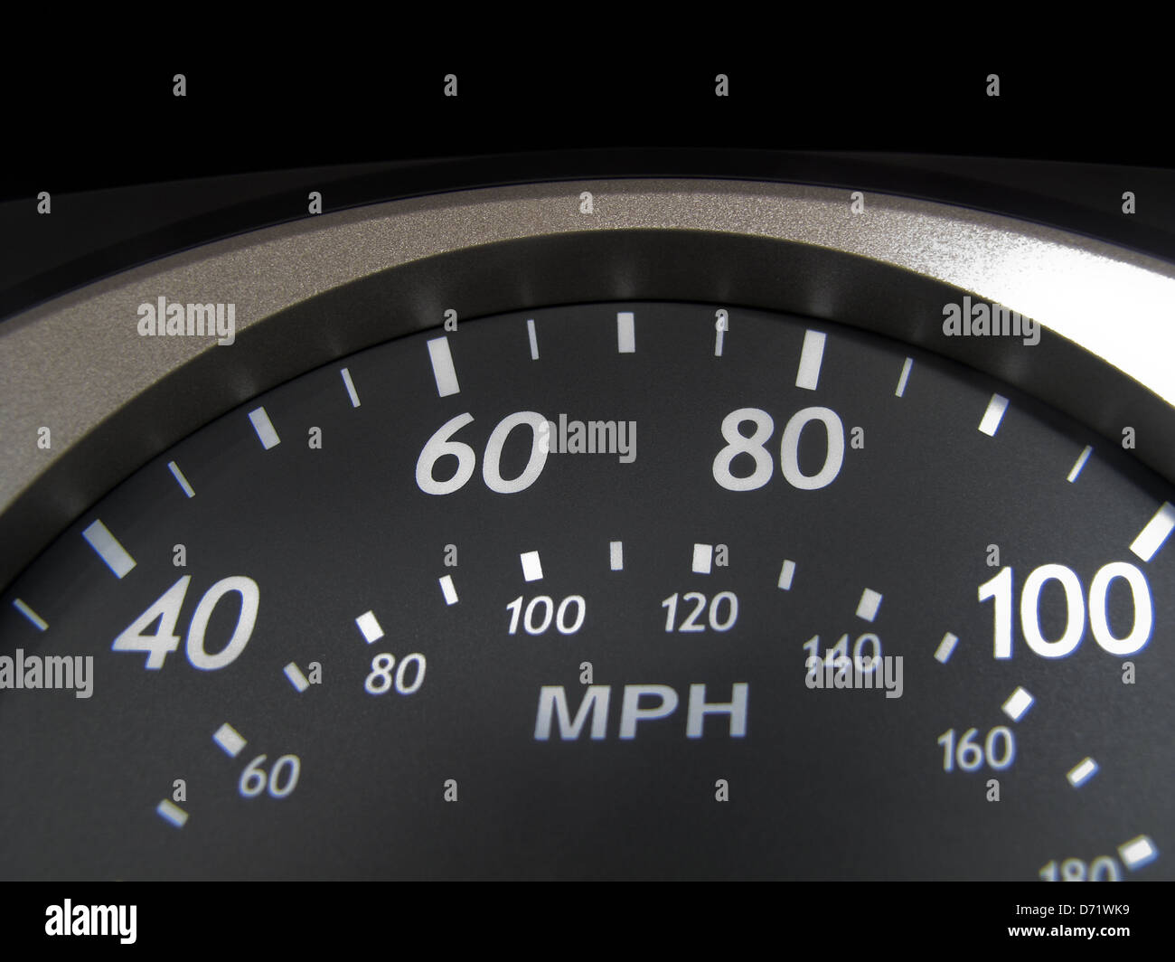 Auto Tacho Zifferblatt zeigt 40 60 80 100 km/h-Marker Stockfoto