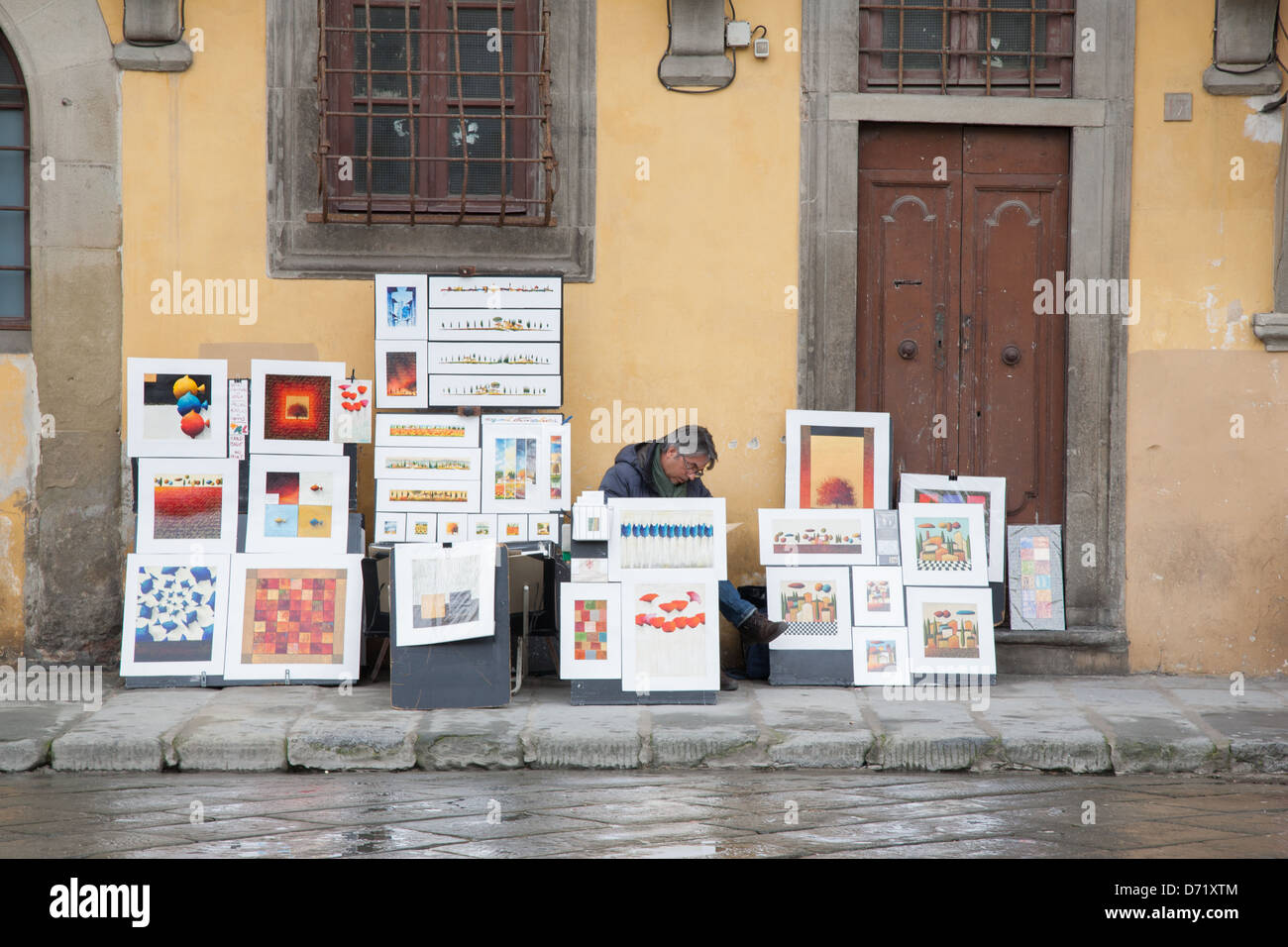 Streetart-Künstler in Piazza di Piazza Santa Croce, Florenz; Italien Stockfoto