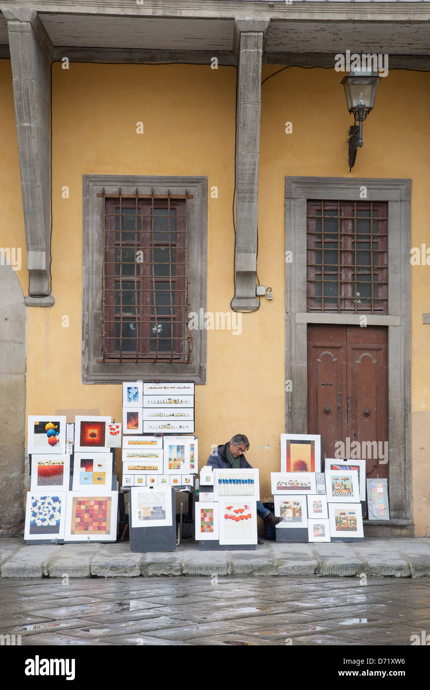 Streetart-Künstler in Piazza di Piazza Santa Croce, Florenz; Italien Stockfoto