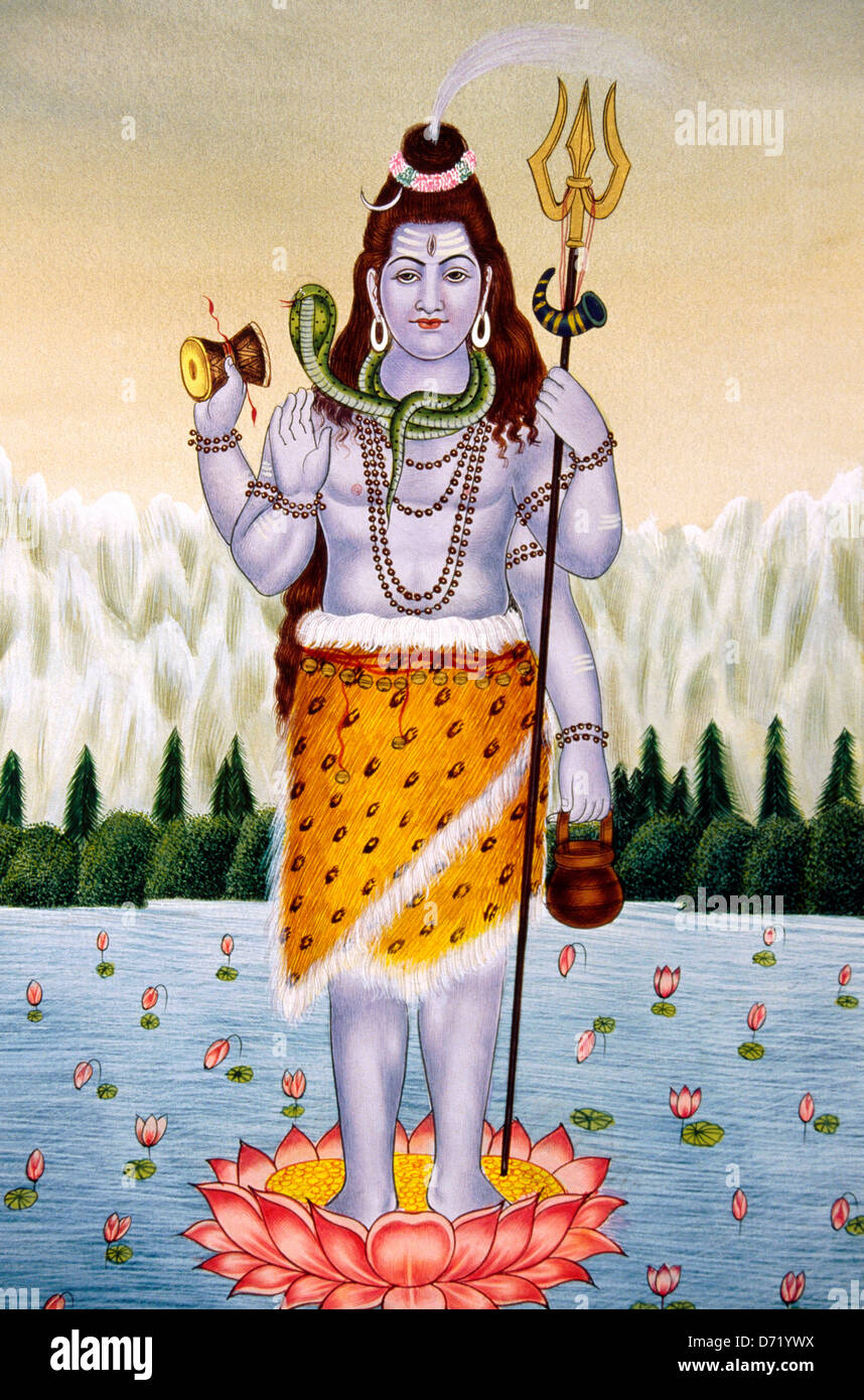 Wandmalerei des hindu-Gottes Shiva Stockfoto