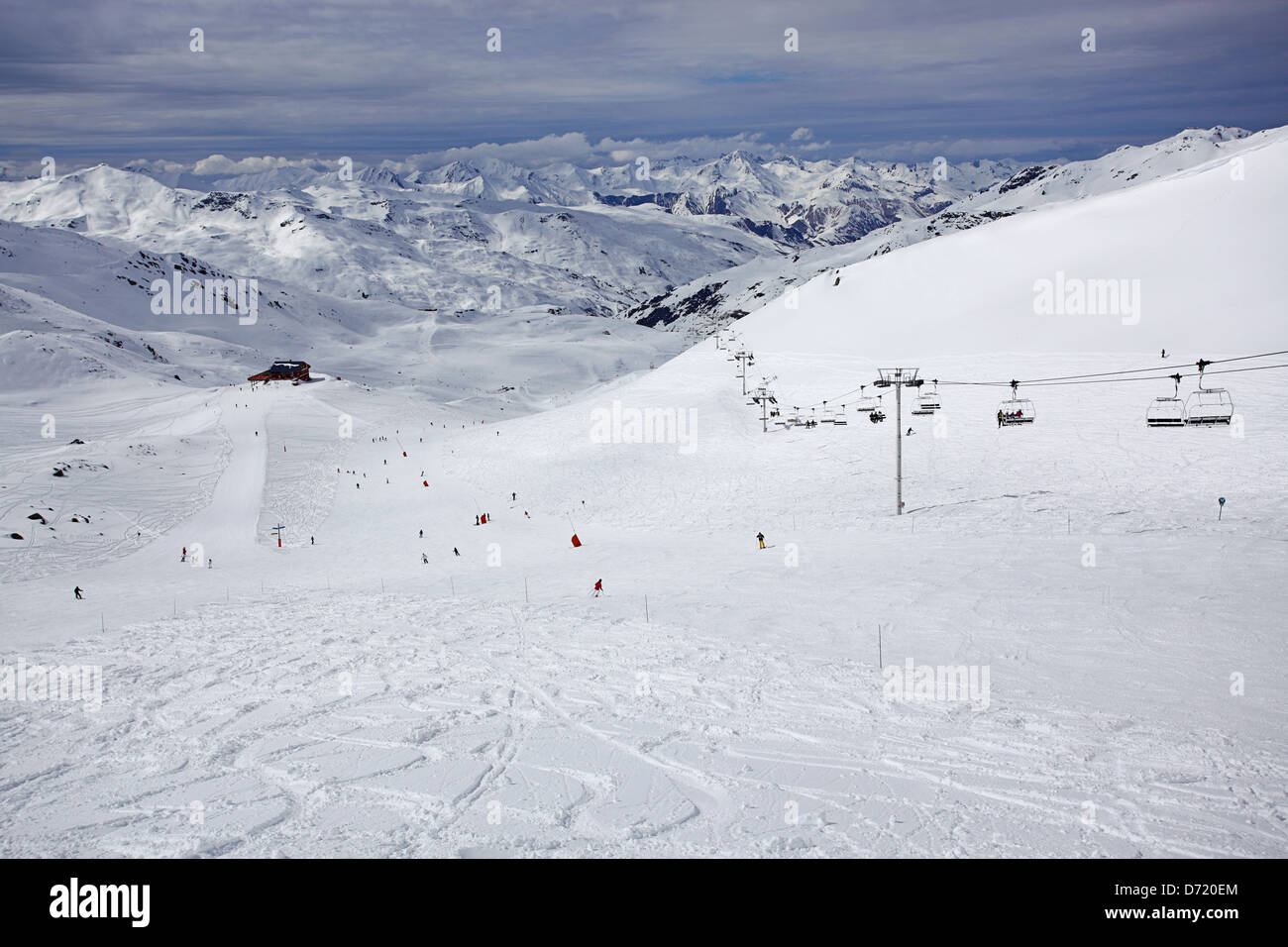 Typische Reise Art Foto aus einem Skiurlaub in den französischen Alpen Stockfoto