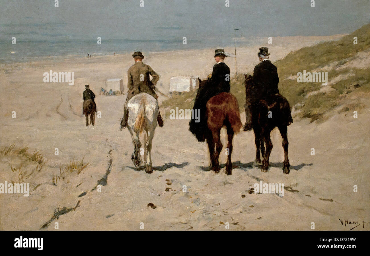 Am Morgen Fahrt auf den Strand 1876 Anton Mauve holländischen Niederlanden 1838-1888 Stockfoto