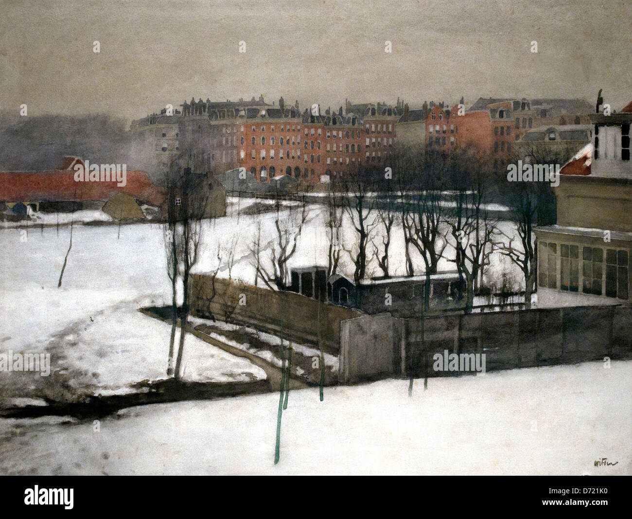 Blick auf dem Oosterpark in Amsterdam in die Snow 1892 Willem Witsens 1860-1923 Niederländisch Niederlande Stockfoto