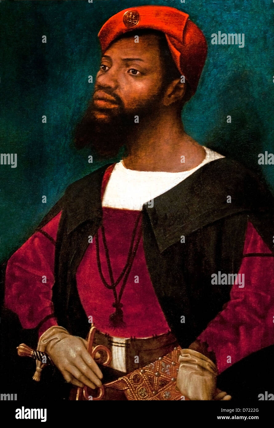 Portrait of African man ( Christophle le More ) 1525 Jan Jansz. Mostaert Haarlem 1475-1555/56 Niederländische Niederlande ( das einzige bekannte Porträt eines schwarzen M. Stockfoto