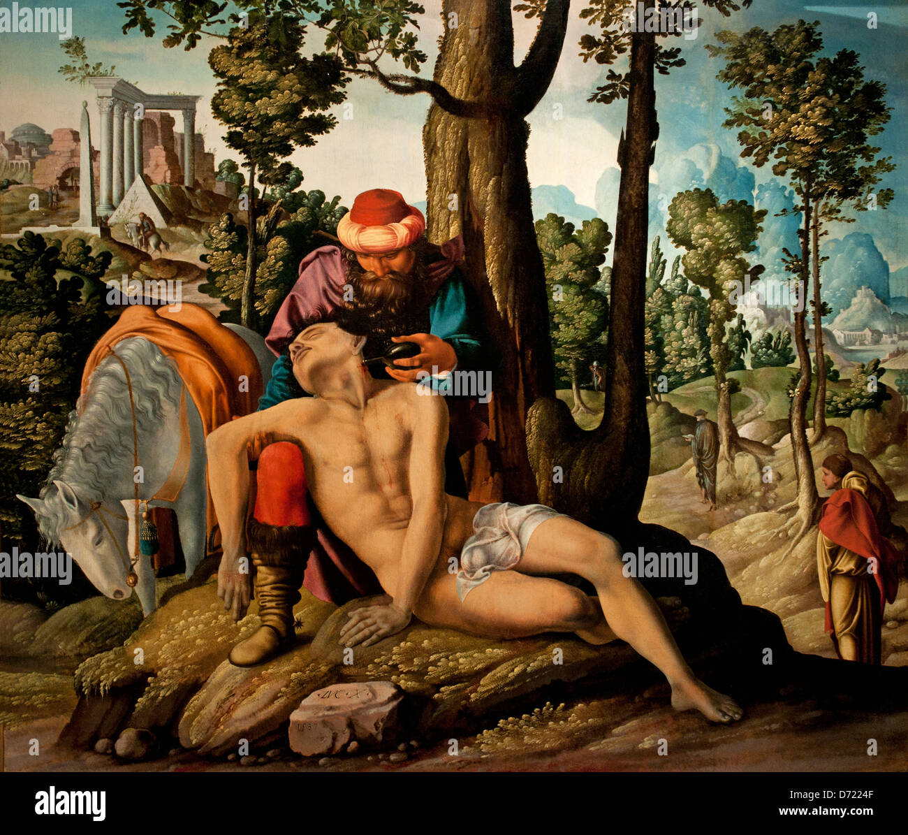 Der barmherzige Samariter 1537 Meister der barmherzige Samariter Utrecht Niederlande Niederlande Stockfoto