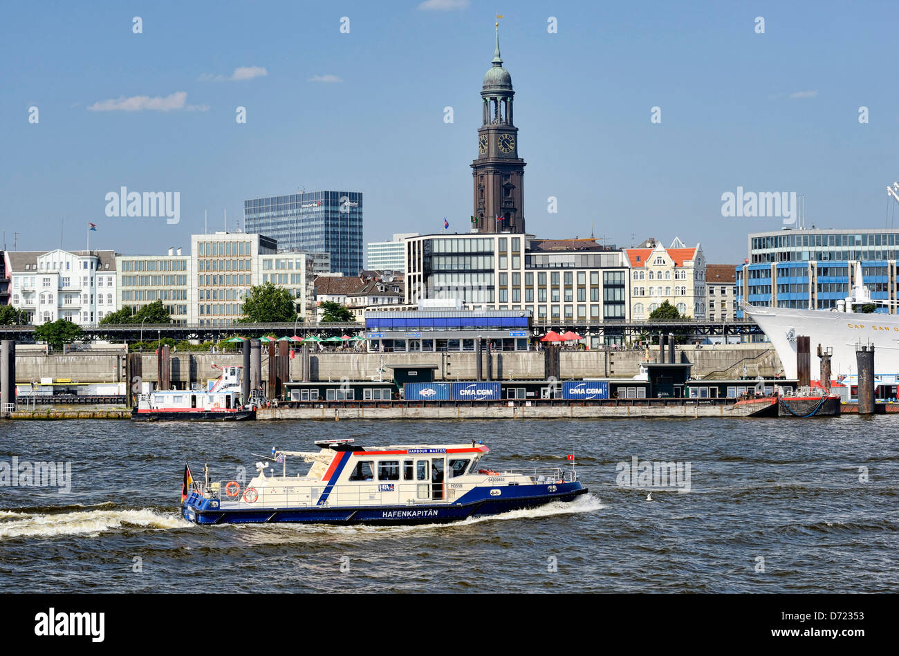 Longboat Hafenmeister in den Hamburger Hafen und der Hafen Küste, Hamburg, Deutschland, Europa Stockfoto