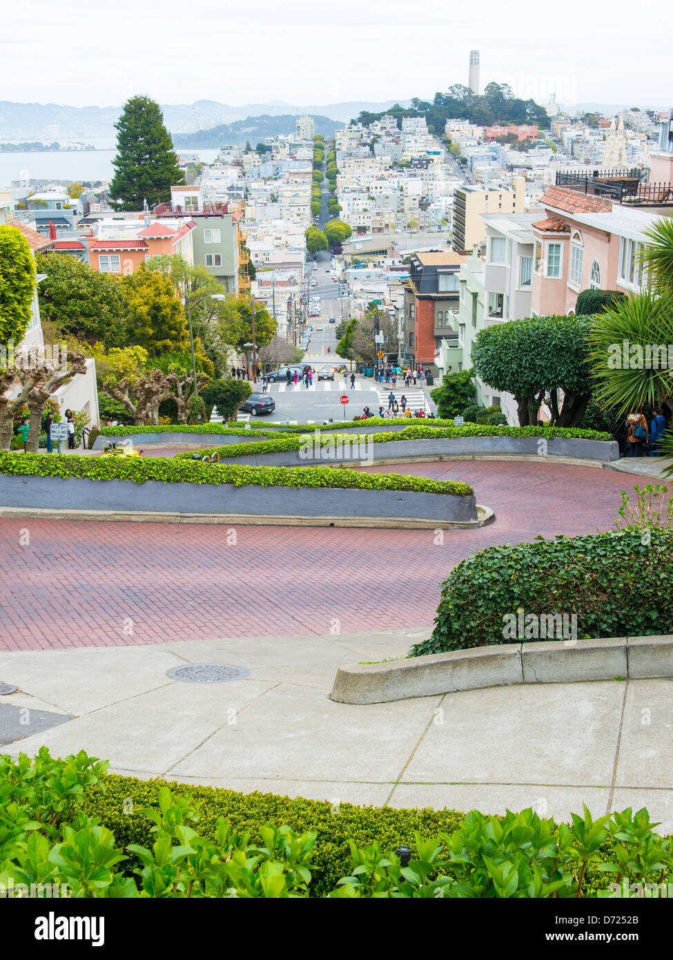 Ansicht der Lombard Street in San Francisco, Kalifornien Stockfoto