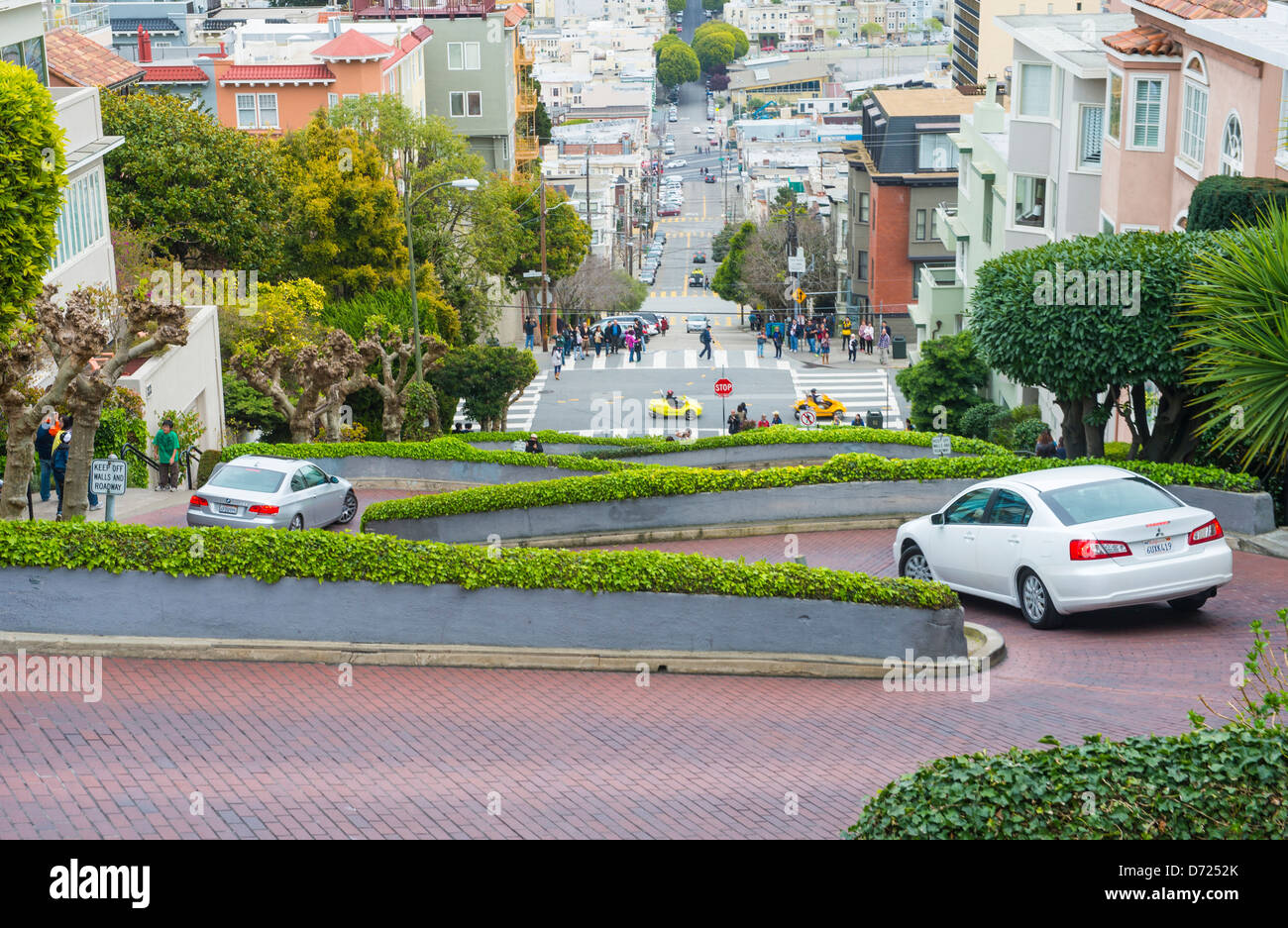 Ansicht der Lombard Street in San Francisco, Kalifornien Stockfoto