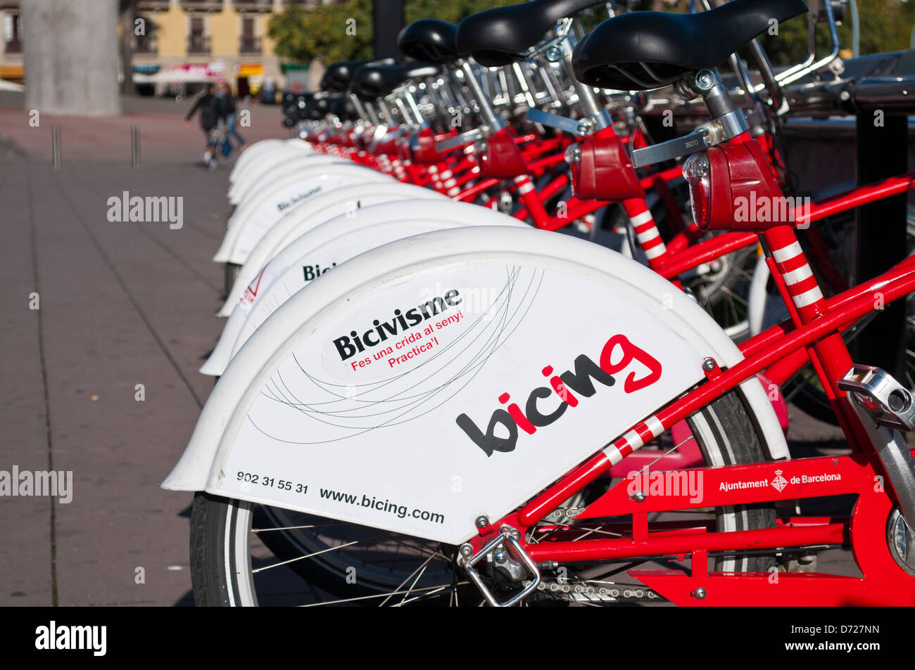 Barcelona Bicing Stadtverkehr Stockfoto