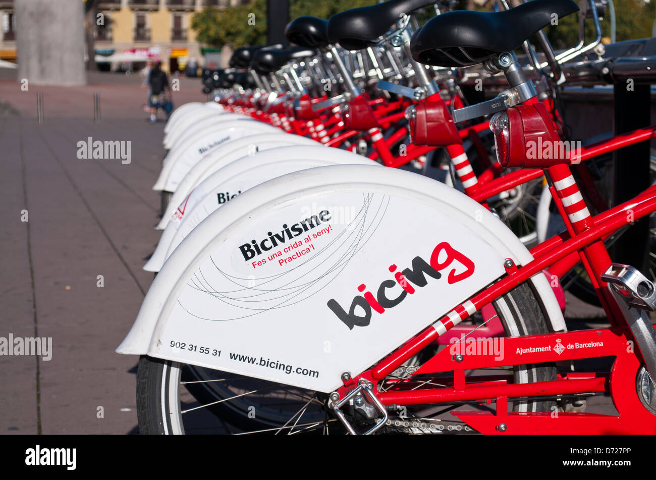 Barcelona Bicing Stadtverkehr Stockfoto