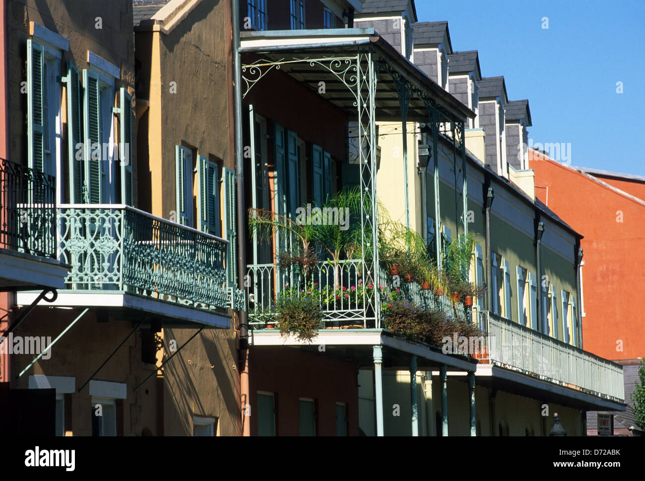 Elk283-1990 Louisiana, New Orleans, French Quarter, Vieux Carre, Balkone Stockfoto