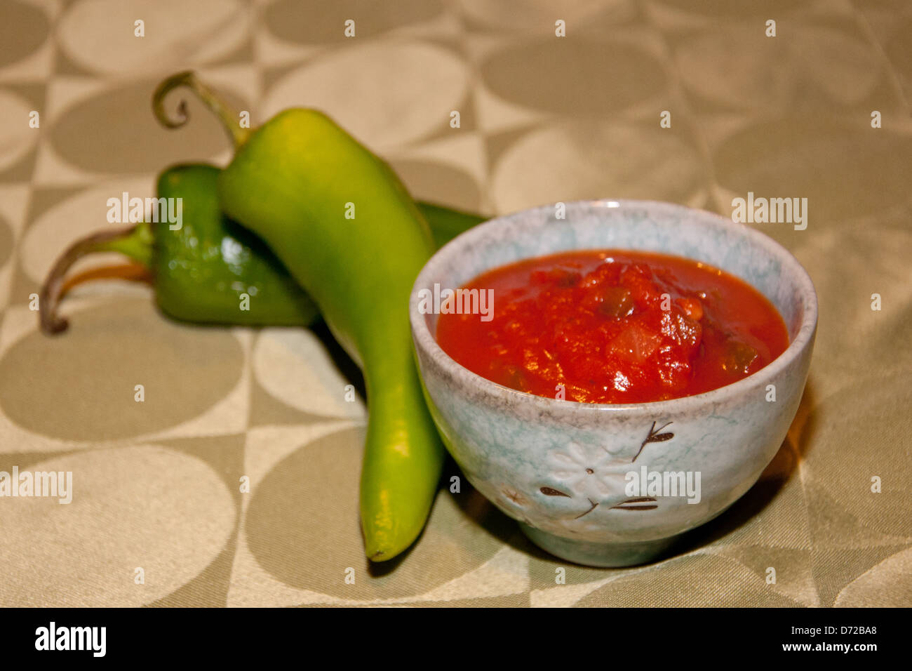 Paprika und Salsa Stockfoto