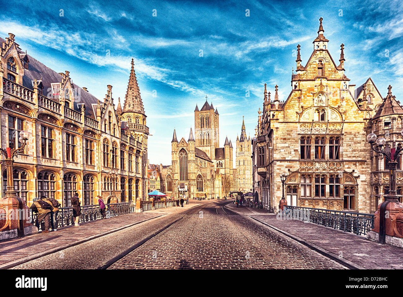 HDR-Bild von der Straße in Gent, Belgien Stockfoto
