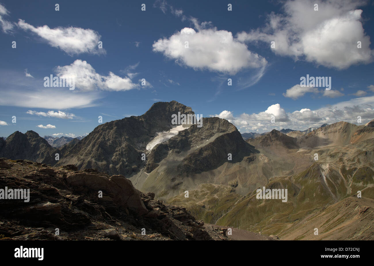 St. Moritz, Schweiz, Blick vom Gipfel des Piz Nair die umliegenden Gipfel Stockfoto