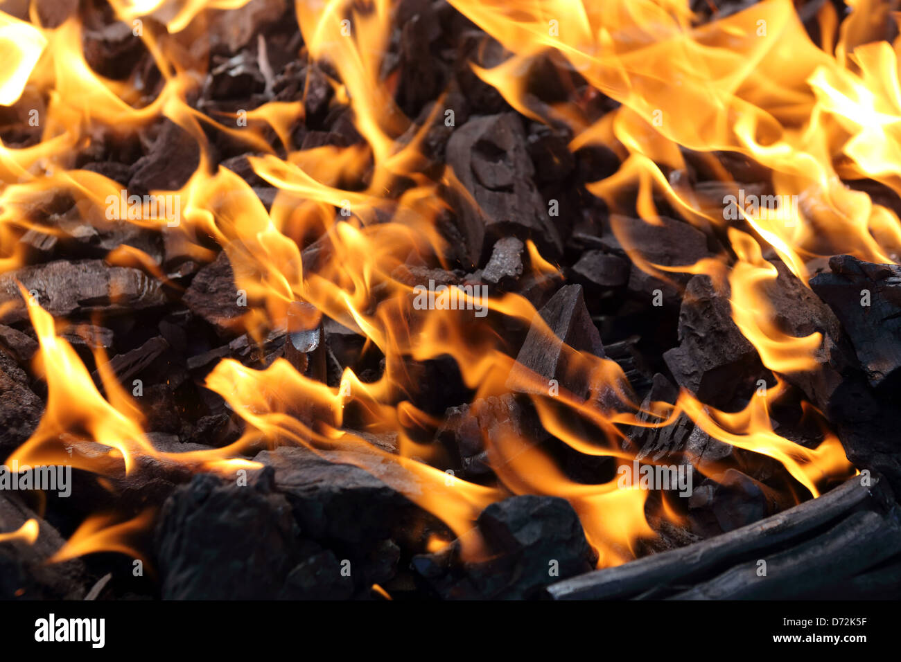 Briescht, Deutschland, brennende Holzkohle Stockfoto