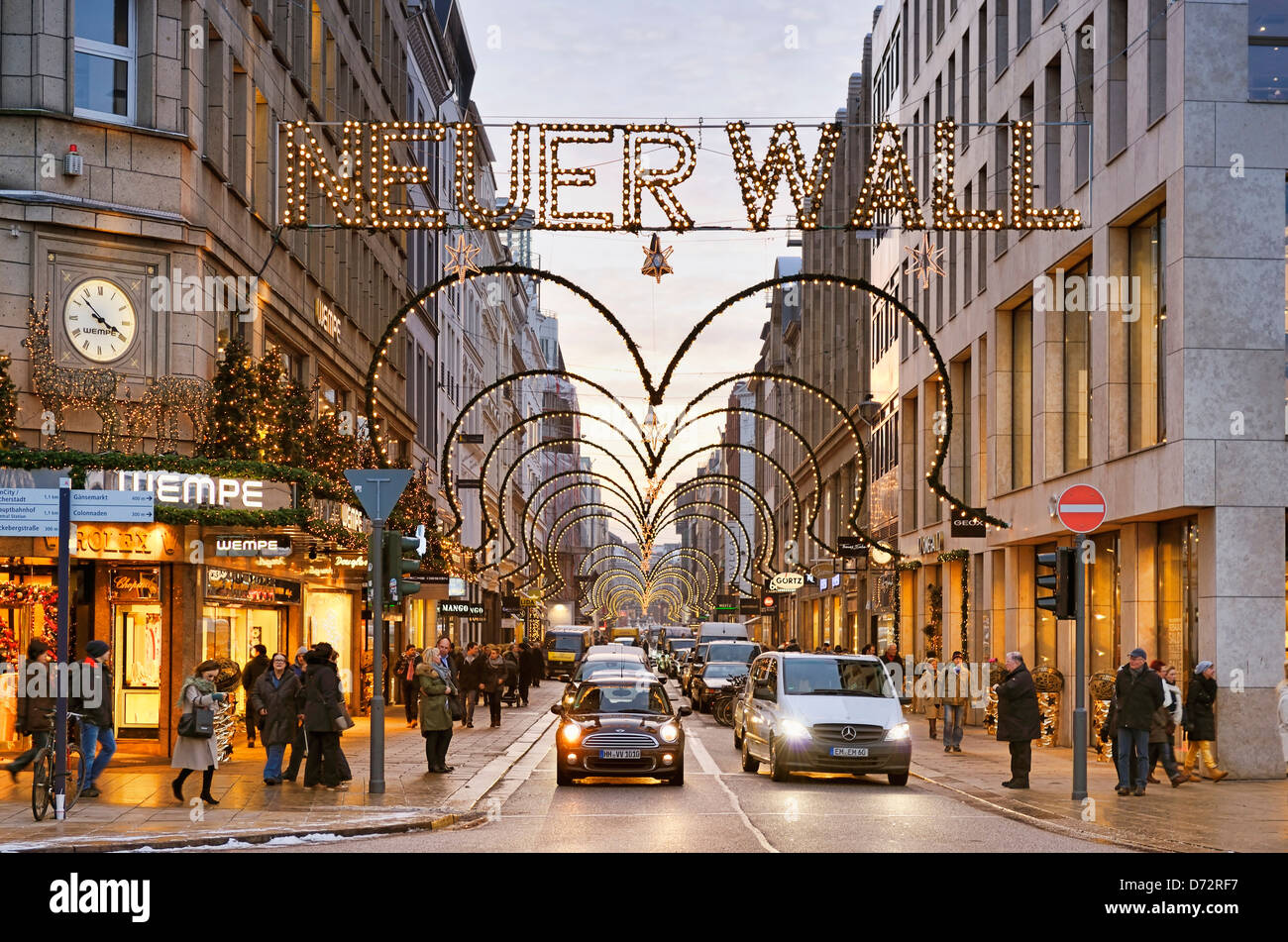 Weihnachtsbeleuchtung in der neue Ufer in Hamburg, Deutschland, Europa Stockfoto