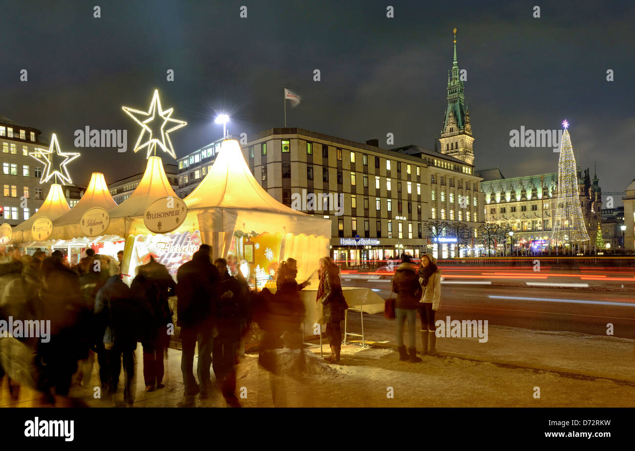 Weihnachtsmarkt am Jungfernstieg in Hamburg, Deutschland, Europa Stockfoto