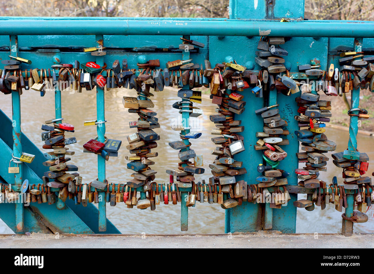 Liebesschlösser am meisten Tumski Brücke Wroclaw Polen Stockfoto