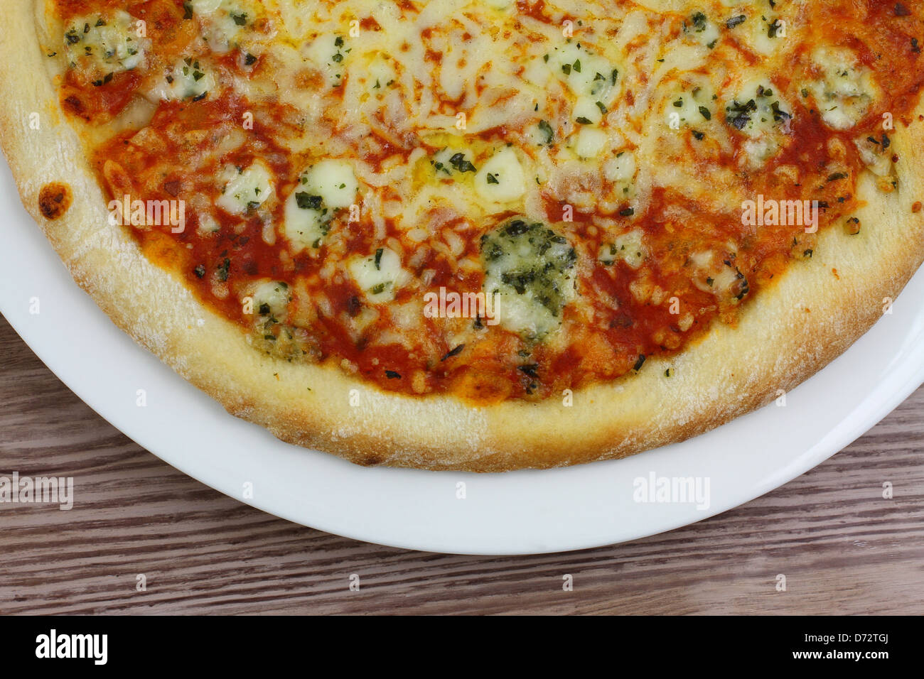 Pizza Margherita, Nahaufnahme Stockfoto