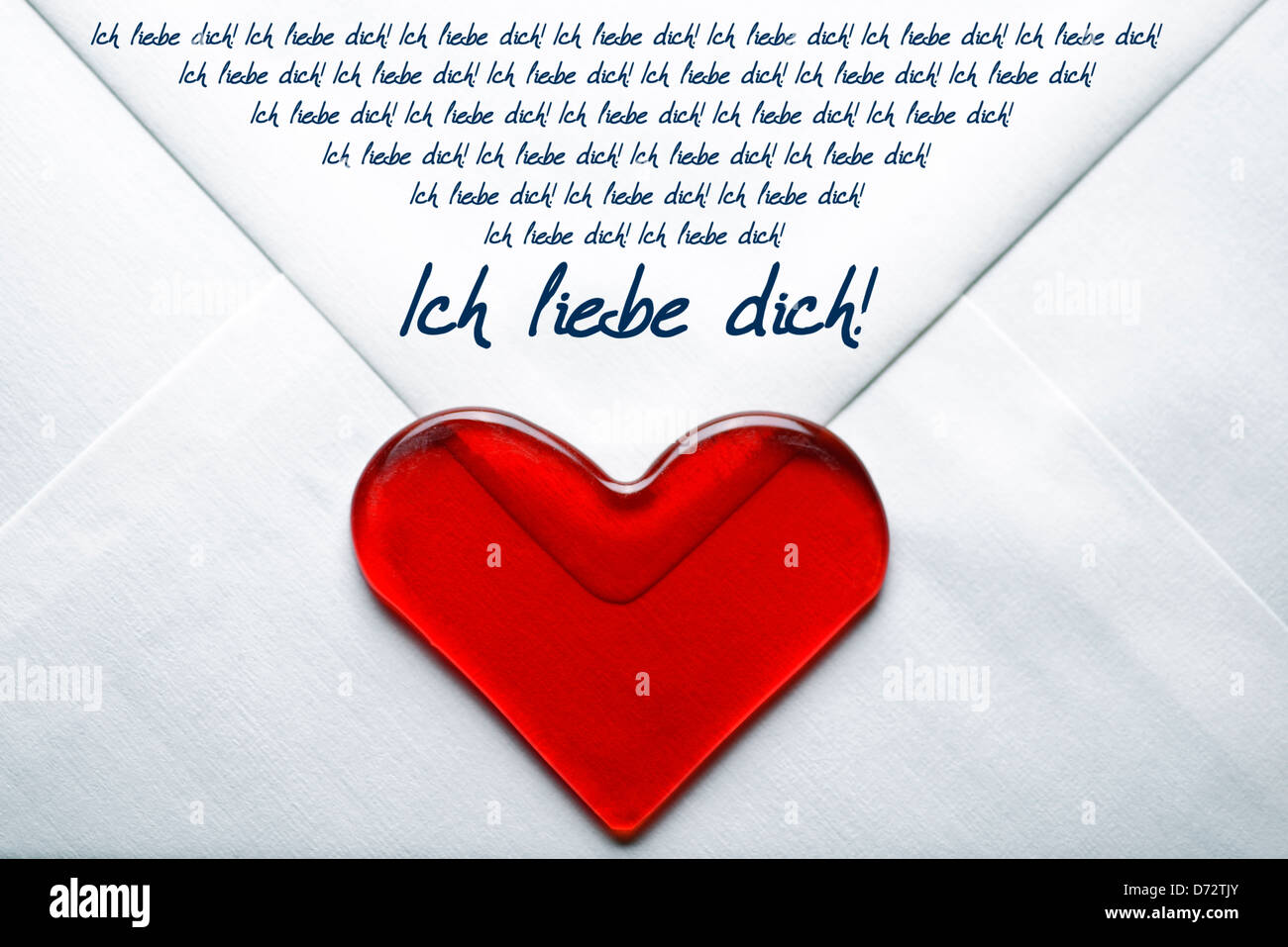 Valentine-Brief mit Herz Stockfoto