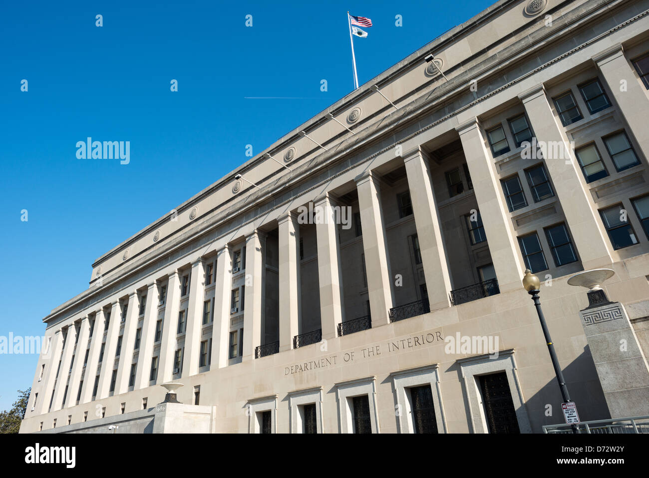 WASHINGTON DC, USA - Das Äußere des Departement des Innern in Foggy Bottom in Downtown Washington DC. Stockfoto