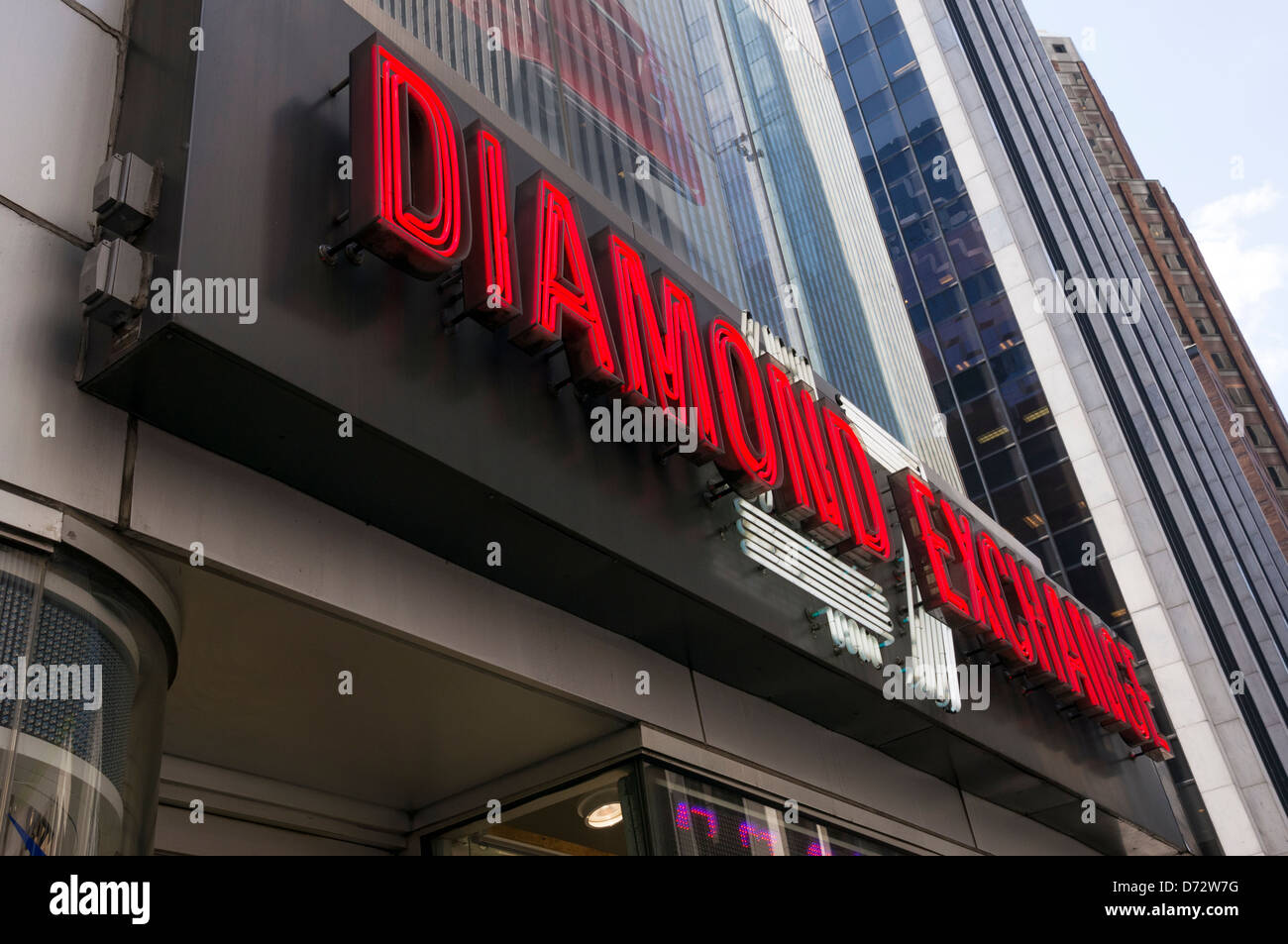 Die Diamantbörse auf 47th Street in New York City Stockfoto