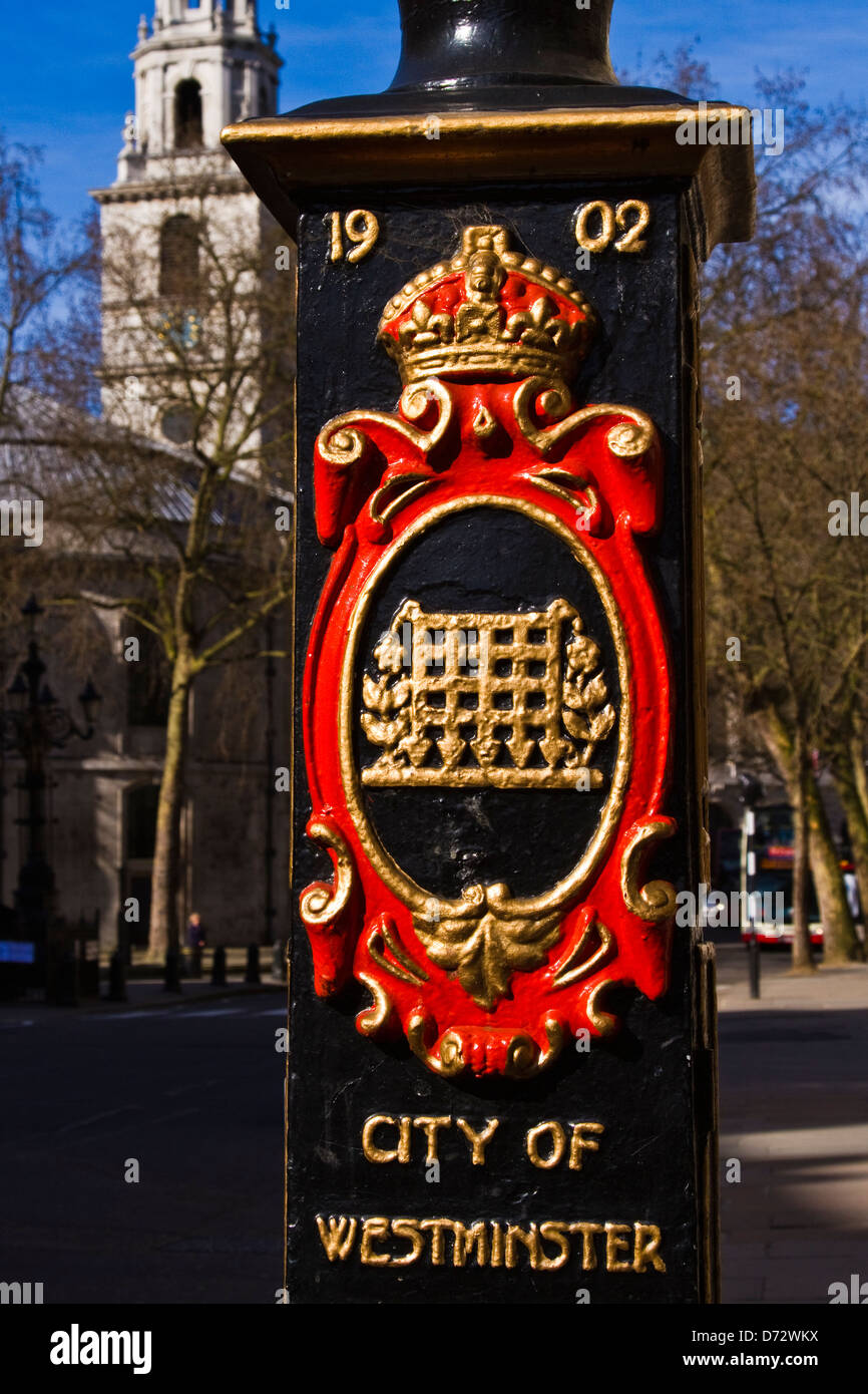 Stadt von Westminster Straße marker Stockfoto