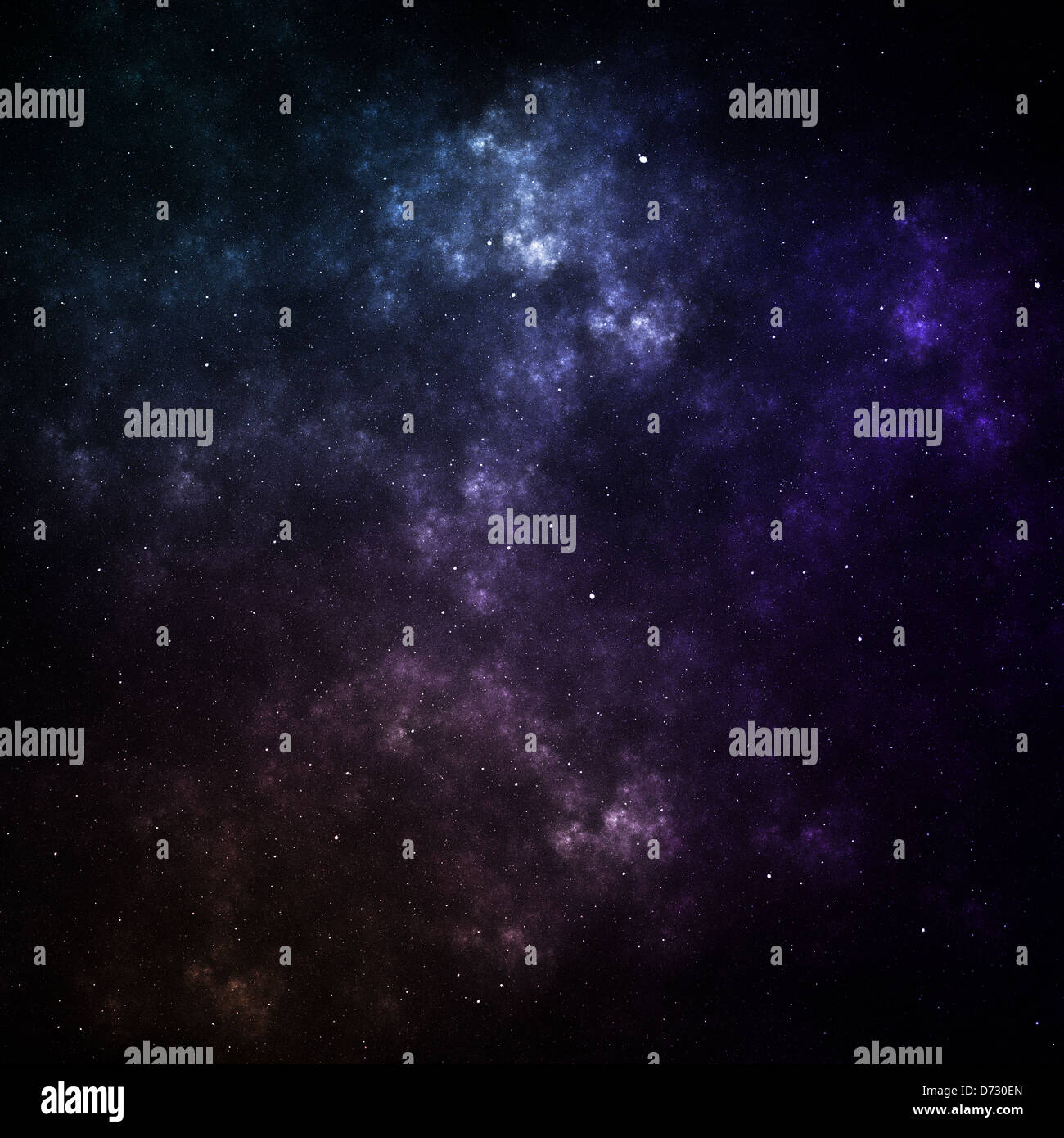 Blauer Raum Nebel, Sterne Hintergrund Stockfoto