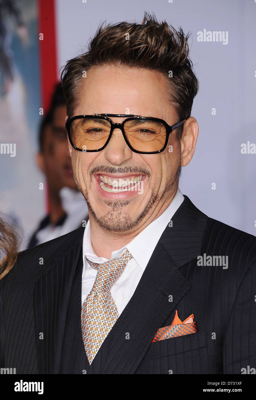 BOBERT DOWNEY Jr. U.S. Filmschauspieler bei LA Premiere von Iron Man 3 im April 2013. Foto Jeffrey Mayer Stockfoto