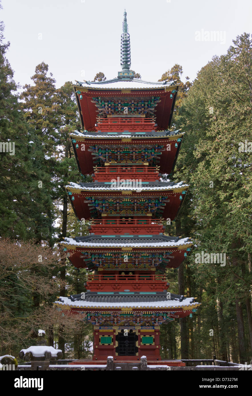 Fünfstöckige Pagode in Geschichtliches, Nikko, Tochigi Präfektur, Japan, UNESCO-Weltkulturerbe Stockfoto