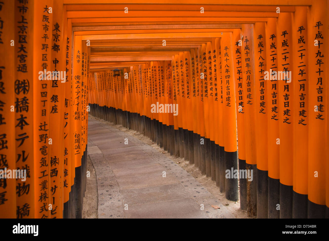 Säulenhalle Treppe, Fushimi Inari Schrein, Kyoto, Japan Stockfoto