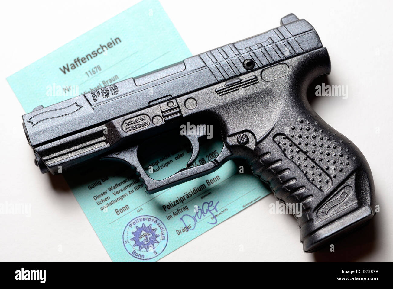 Waffe und Pistole Lizenz, nationale Waffe register Stockfoto