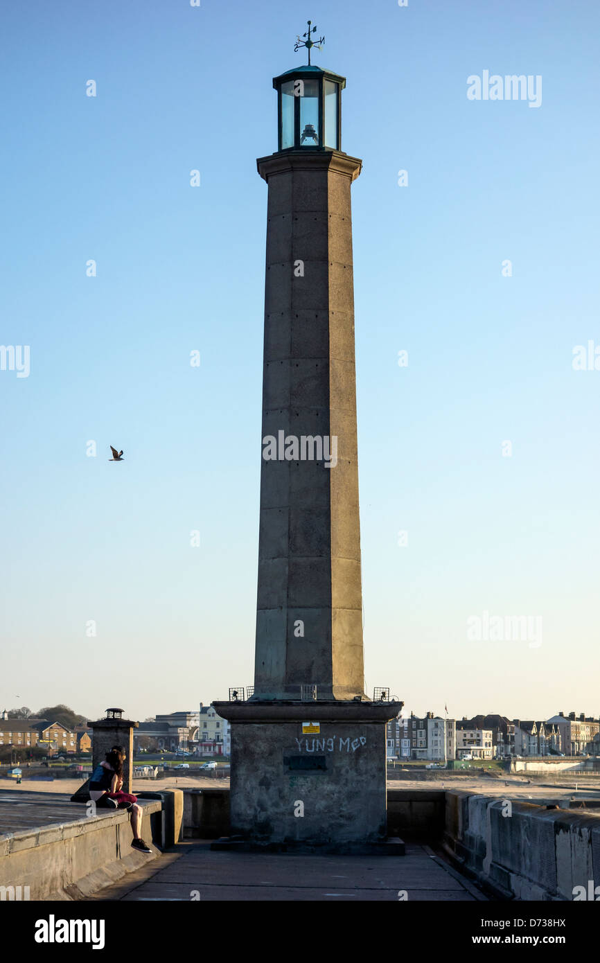 Leuchtturm am Hafen Arm Margate Kent England Stockfoto