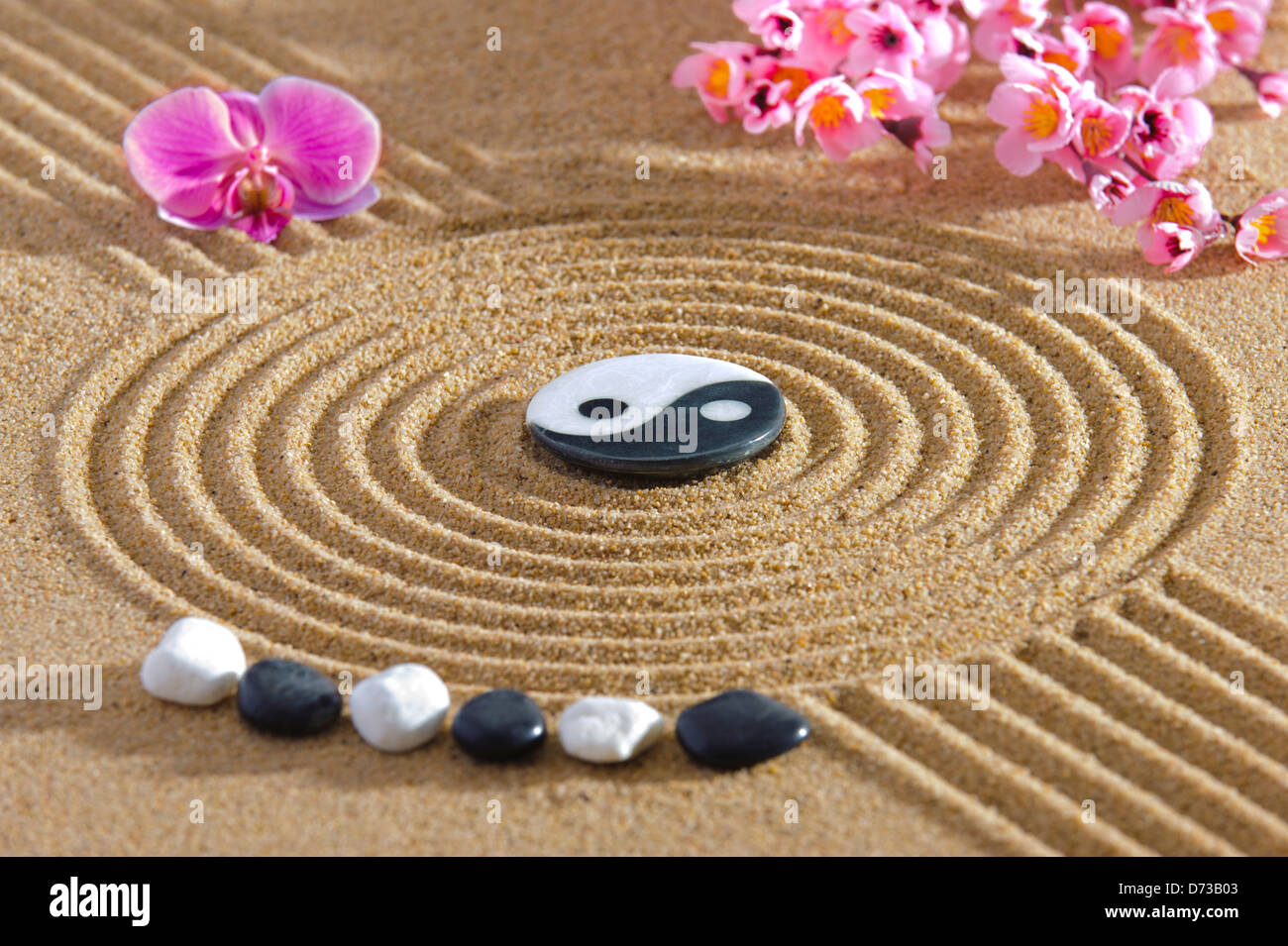 Japan Zen Garten mit Yin und Yang Stockfoto
