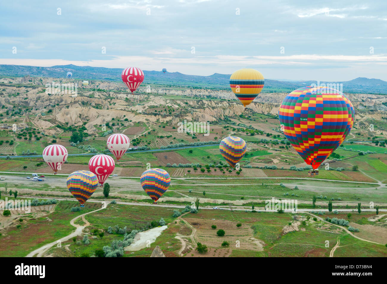 Hot Air Ballooning, einstigen, Nevsehir, Türkei Stockfoto