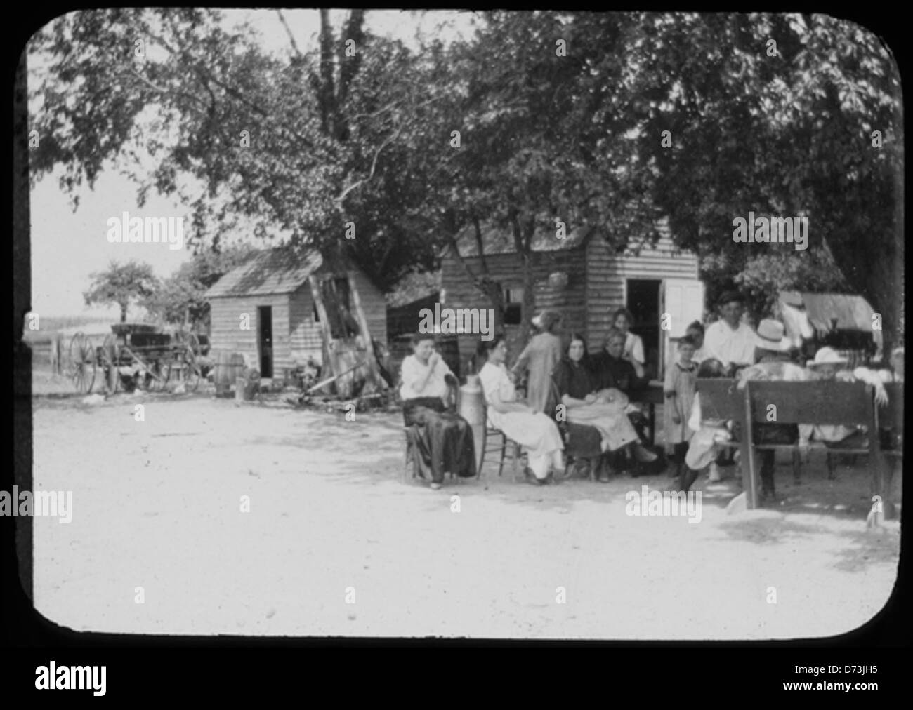 Frauen, Kinder und Häuser, South Jersey Kolonien Stockfoto