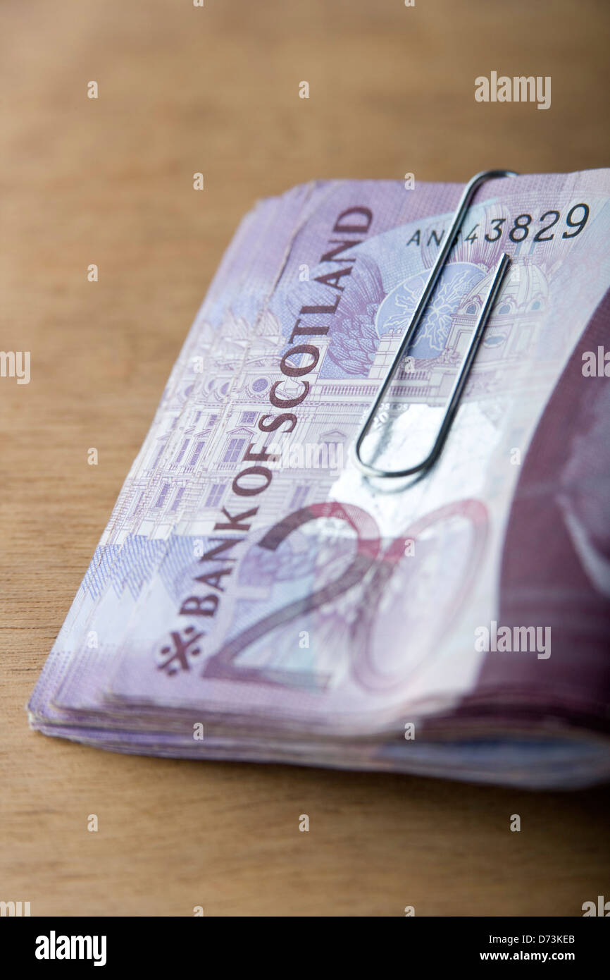 Ein Haufen von schottischen Papier Währung. Stockfoto