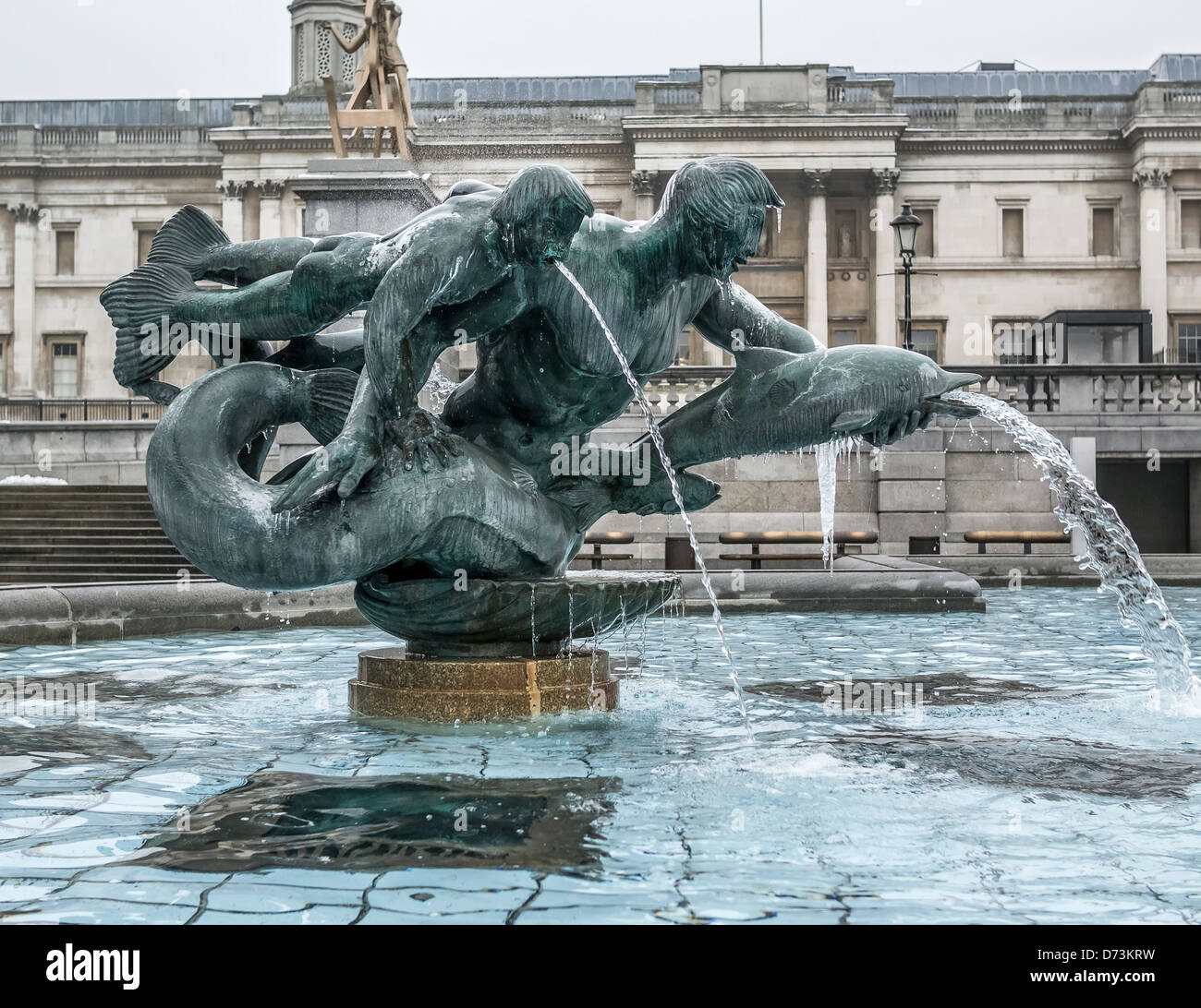 Brunnen am Trafalgar Square in Central London Stockfoto