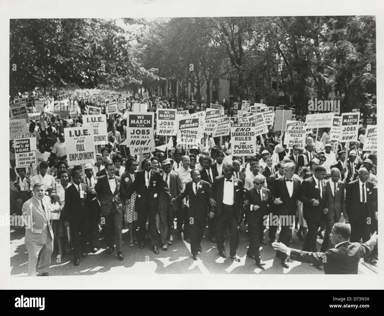 Marsch auf Washington für Arbeitsplätze und Freiheit, Martin Luther King, Jr. und Joachim Prinz abgebildet, 1963 Stockfoto